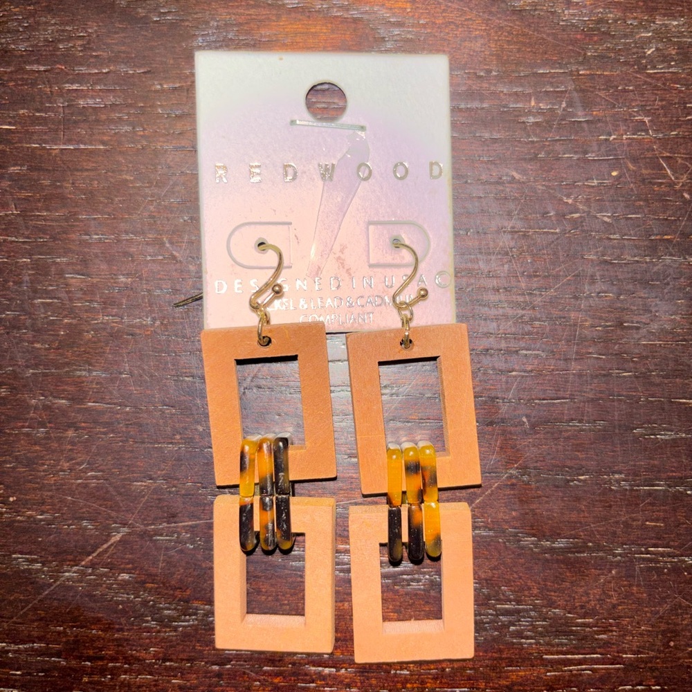 Brown Black Earrings jewelry party travel casual formal square lightweight gift